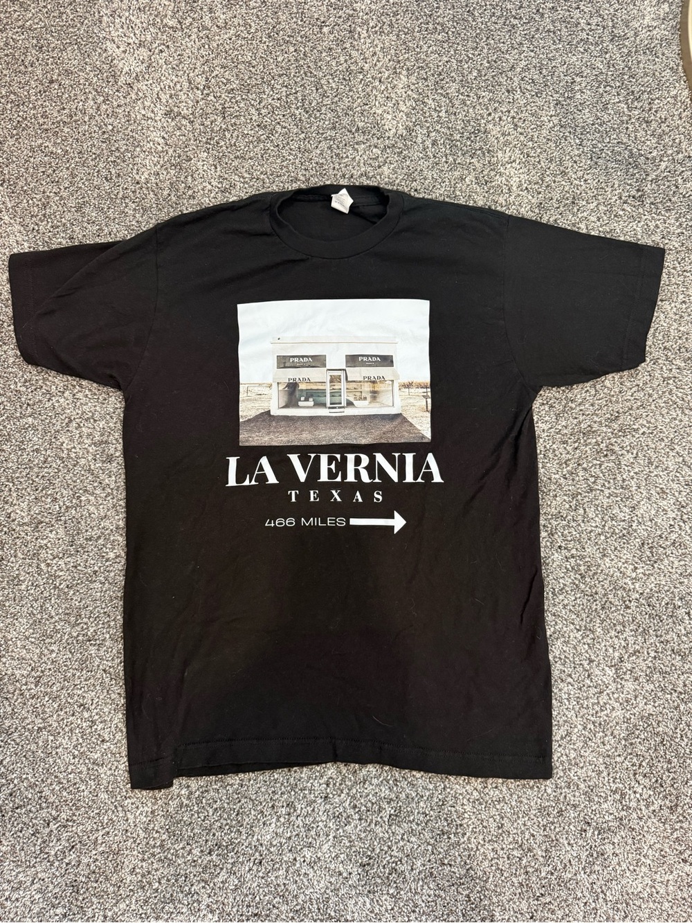 Prada Black La Vernia Texas Graphic Short Sleeve Tee